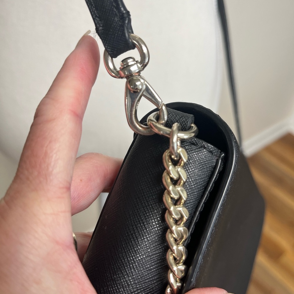 Kate Spade Black Crossbody, EUC with silver tone Chain Strap/ hardware. - Picture 10 of 15